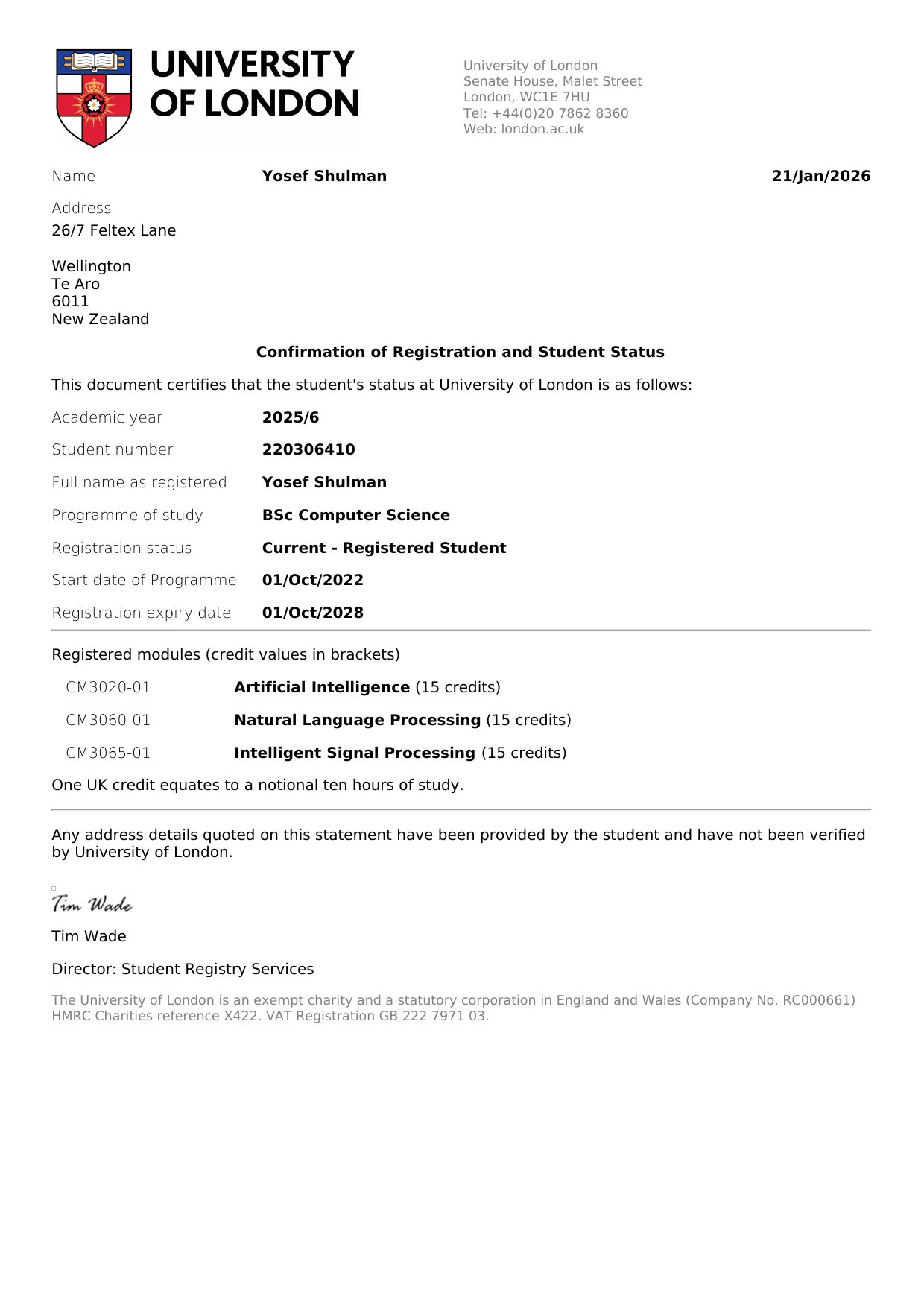 Bachelor of Science in Computer Science page 1